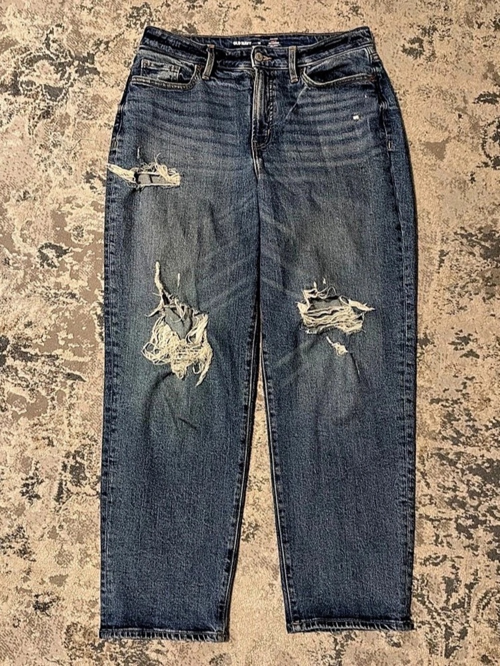 Old Navy High-Waisted Curvy OG Loose Ripped Jeans 10